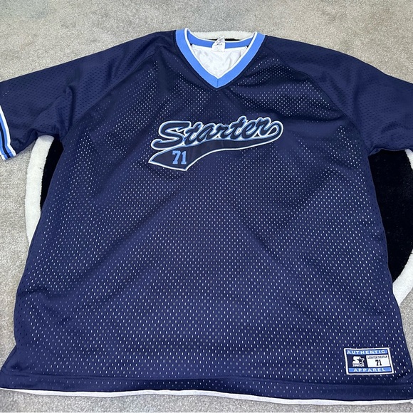 STARTER Navy Blue Jersey with White Accents - Picture 1 of 6